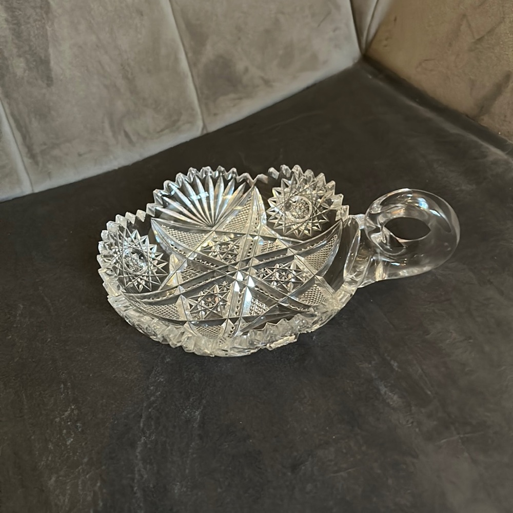 American Brilliant Cut Crystal Glass relish/candy dish